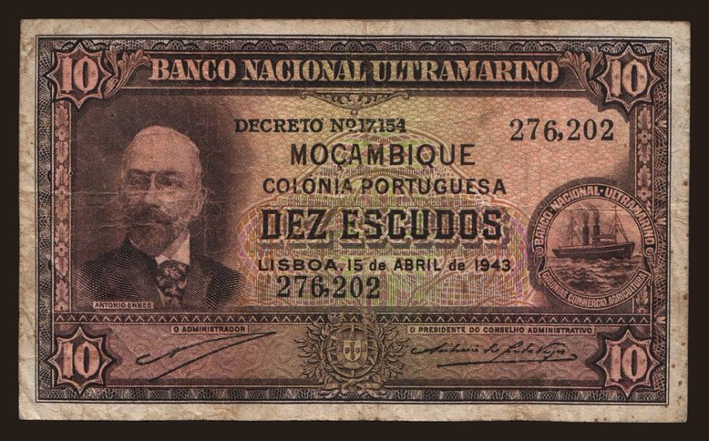 10 escudos, 1943
