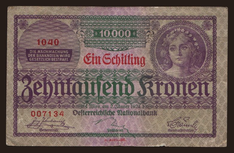 1 Schilling/ 10.000 Kronen, 1924
