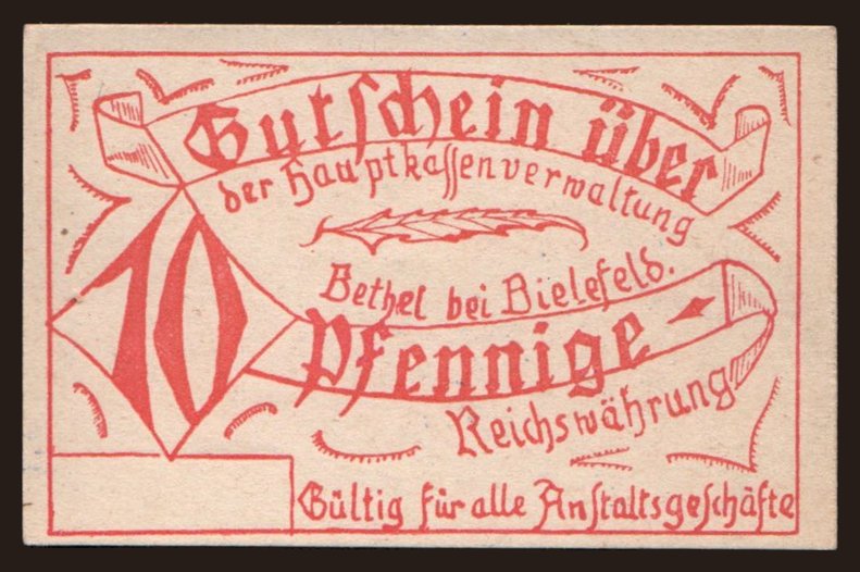Bethel/ Hauptkassenverwaltung, 10 Pfennig, 191?