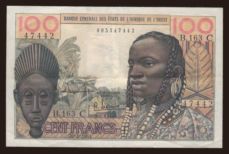 100 francs, 1961, engraved