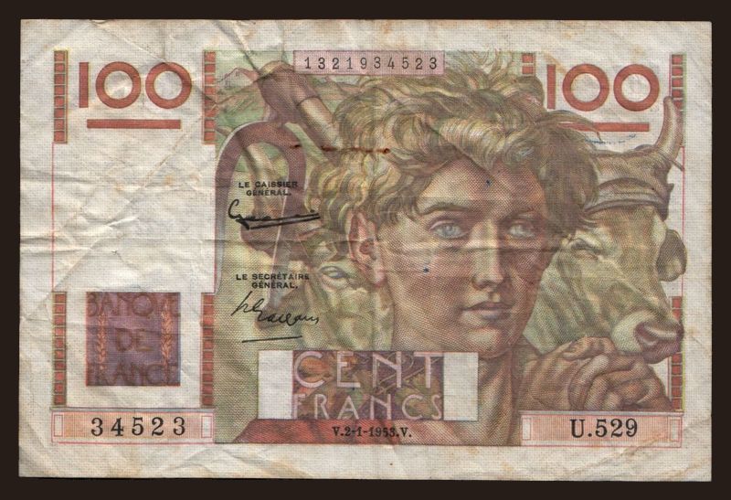 100 francs, 1953