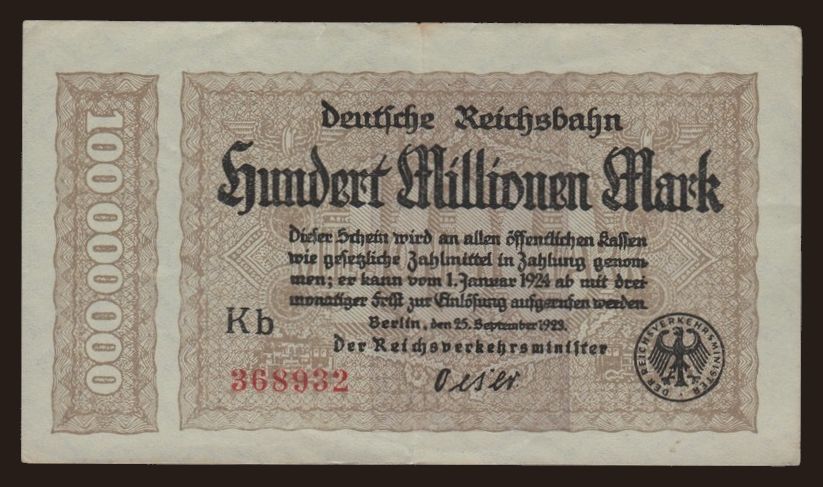 Berlin, 100.000.000 Mark, 1923