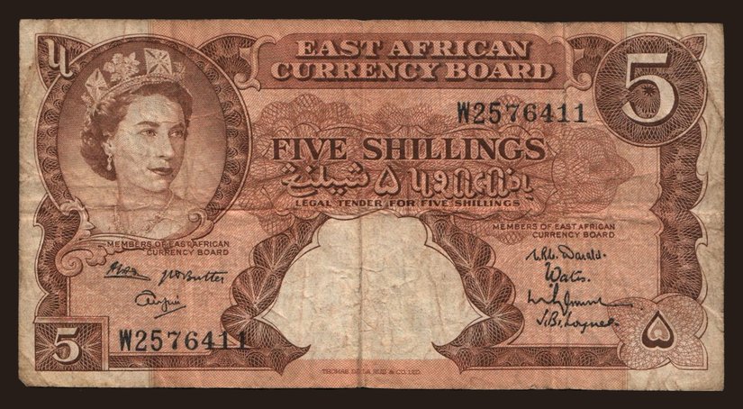 5 shillings, 1958