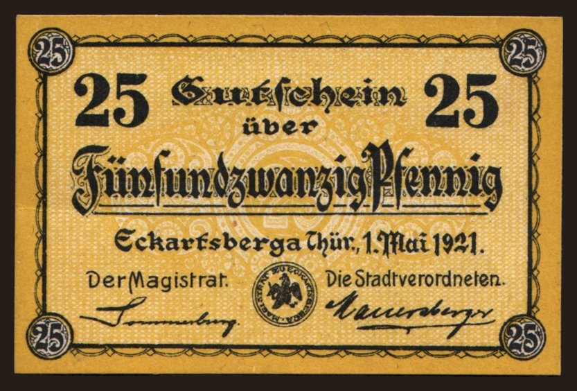 Eckartsberga, 25 Pfennig, 1921