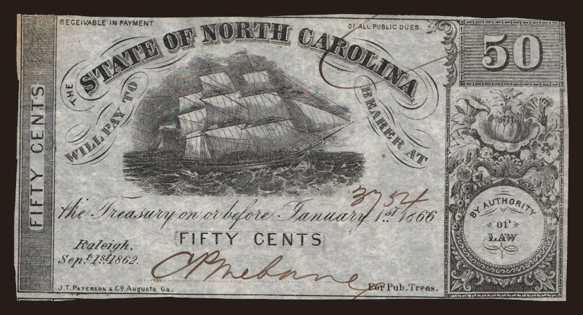 North Carolina, 50 cents, 1862