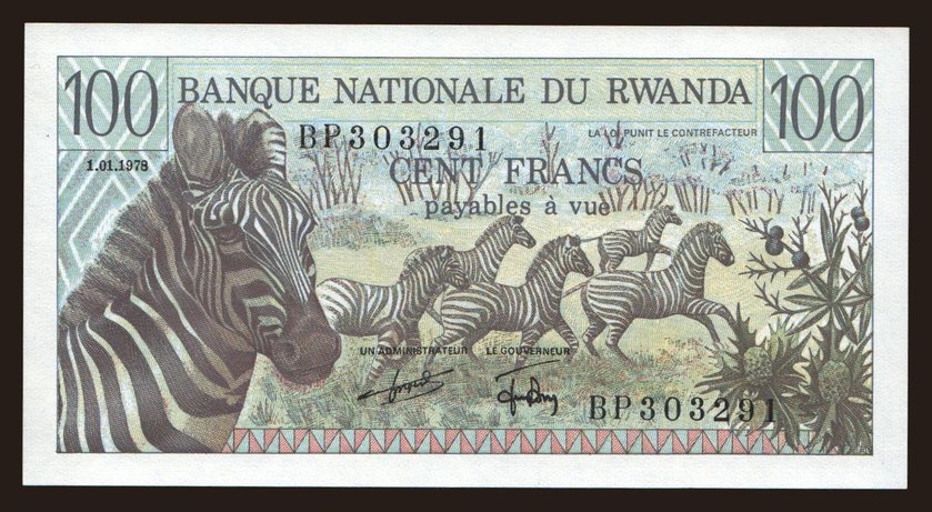 100 francs, 1978