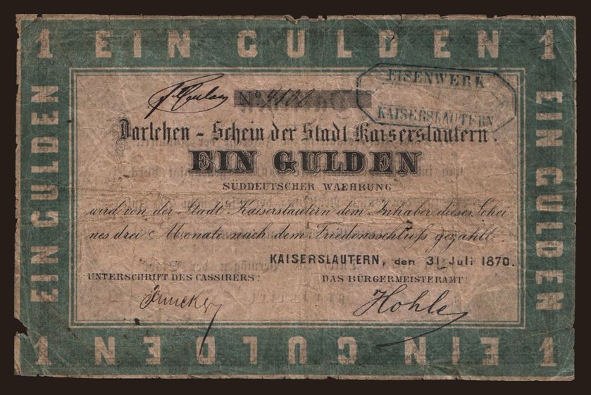 Kaiserslautern, 1 gulden, 1870