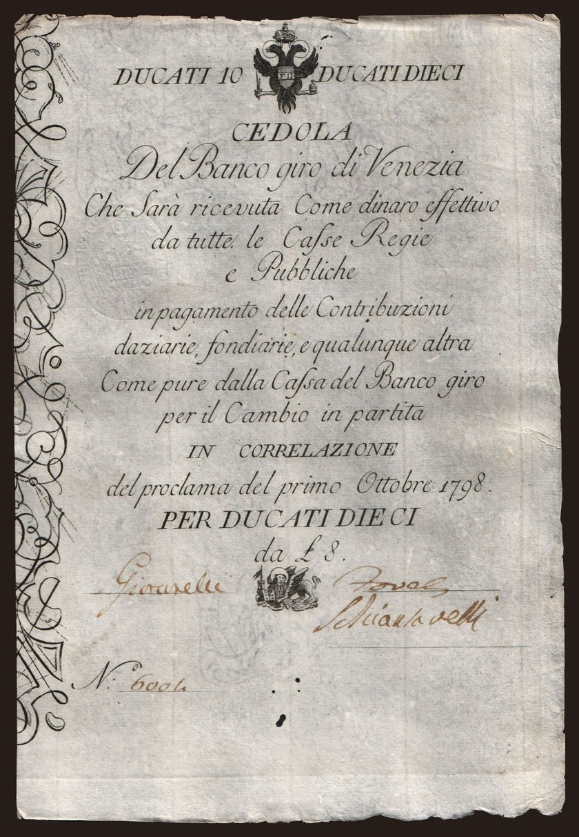 Venezia, 10 ducati, 1798