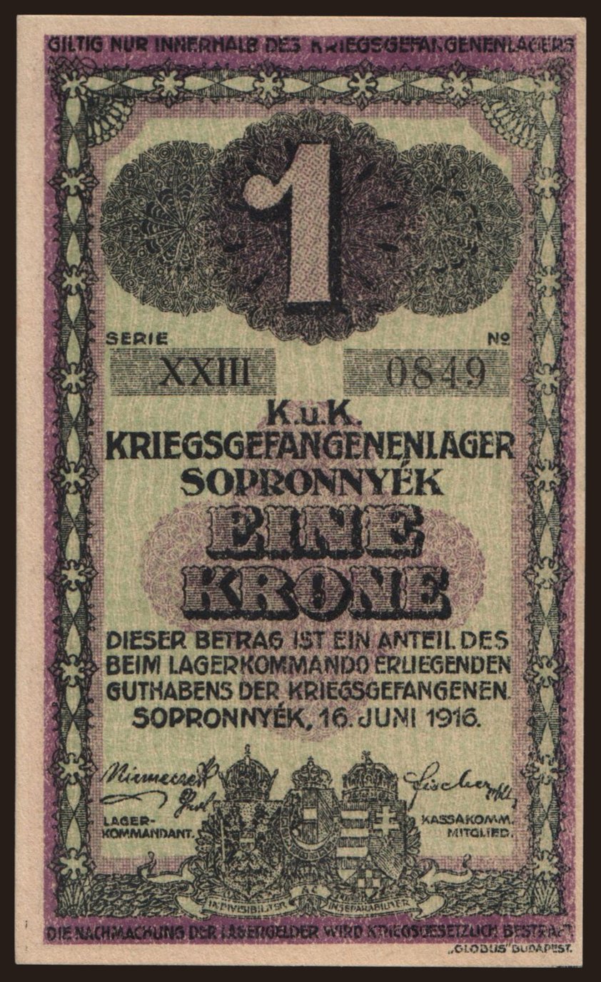 Sopronnyék, 1 Krone, 1916