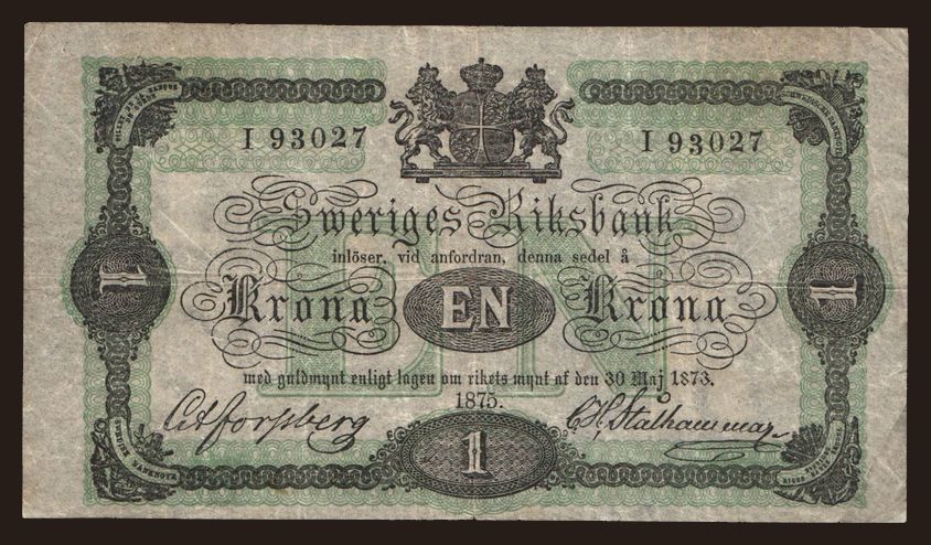 1 krona, 1875