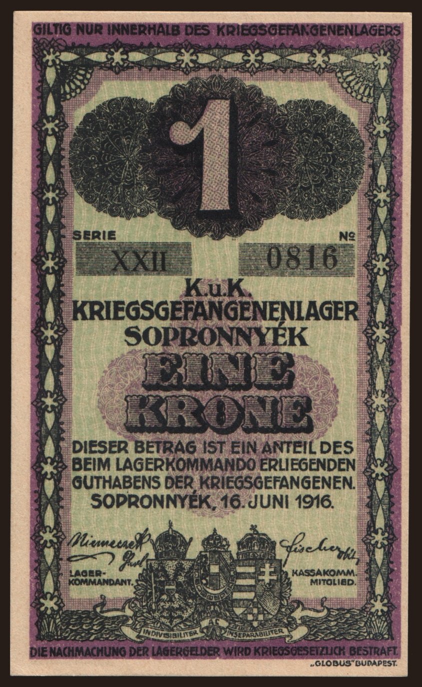Sopronnyék, 1 krone, 1916