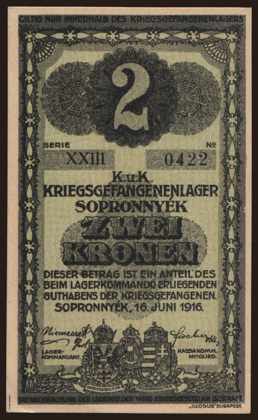 Sopronnyék, 2 kronen, 1916