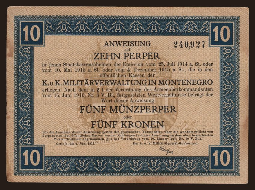 10 perper, 1917