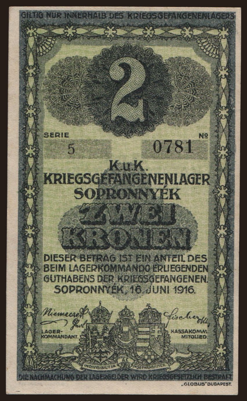 Sopronnyék, 2 Kronen, 1916