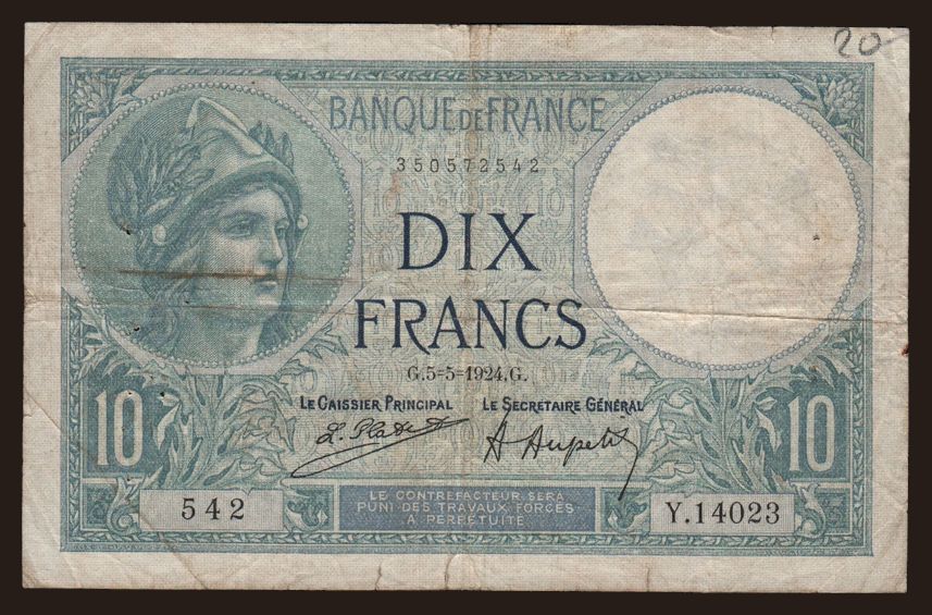 10 francs, 1924