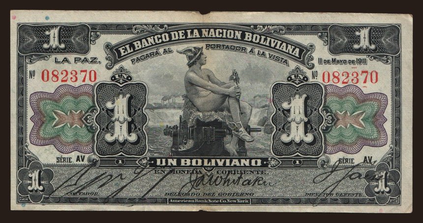 1 boliviano, 1911