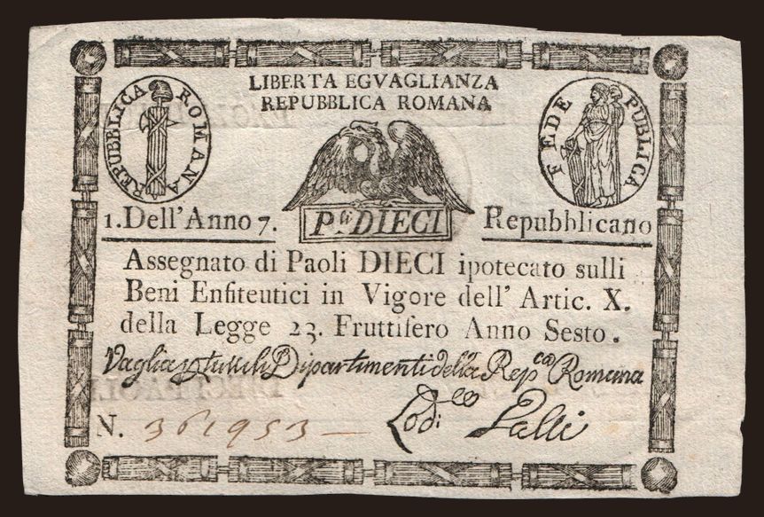 Repubblica Romana, 10 paoli, 1798