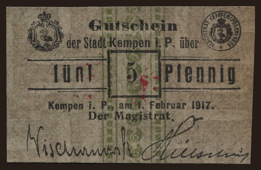 Kempen, 5 Pfennig, 1917
