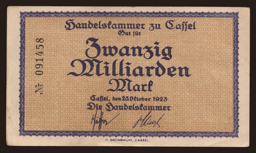 Cassel/ Handelskammer, 20.000.000.000 Mark, 1923