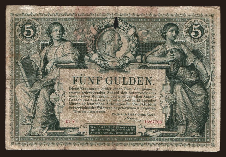 5 gulden, 1881