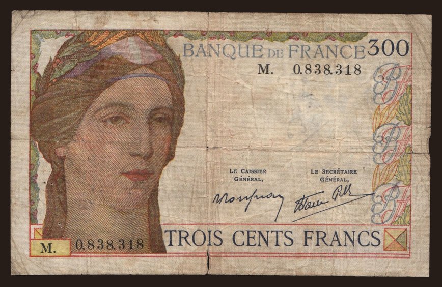 300 francs, 1938