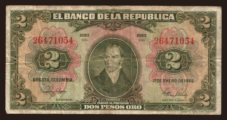 2 pesos, 1955