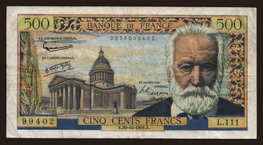 500 francs, 1958