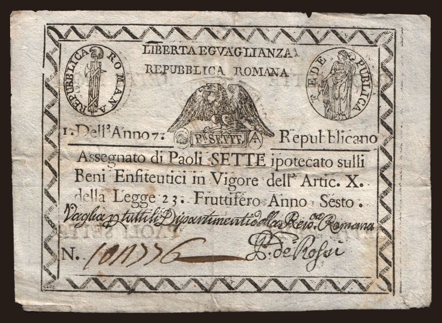 Repubblica Romana, 7 paoli, 1798