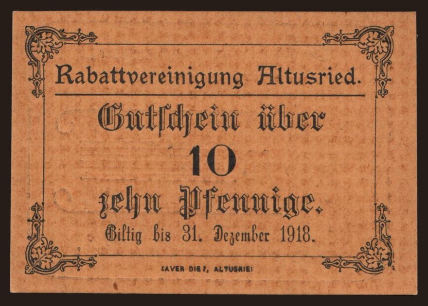 Altusried/ Rabattvereinigung, 10 Pfennig, 1918