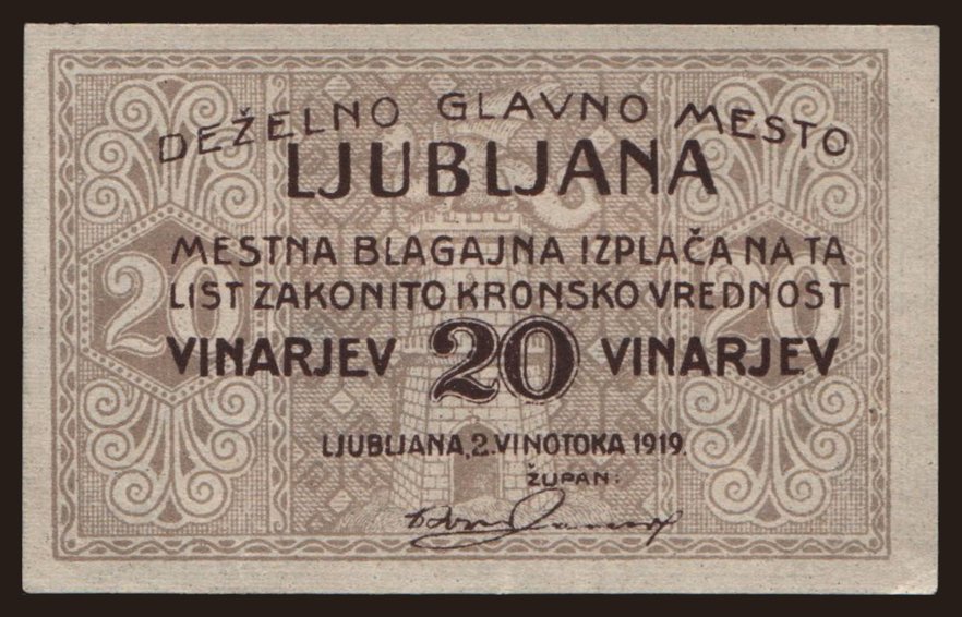 Ljubjana, 20 vinarjev, 1919