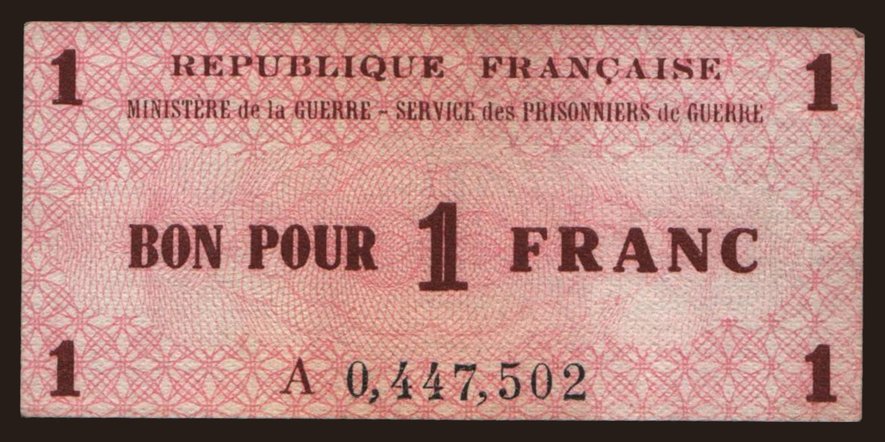 Ministere de la Guerre, 1 franc, 1945