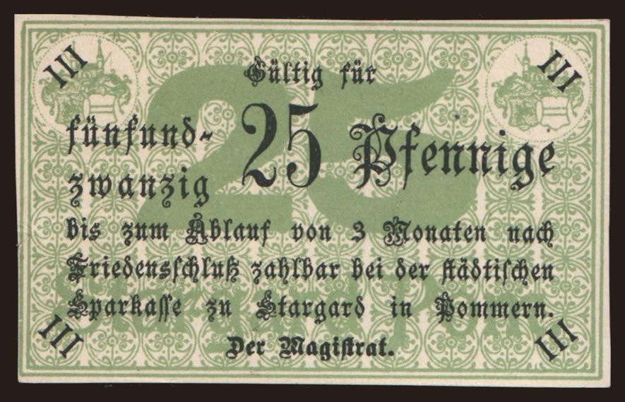 Stargard (Stargard Szczeciński), 25 Pfennig, 1917