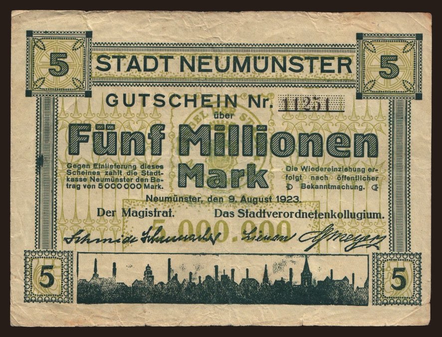 Neumünster/ Stadt, 5.000.000 Mark, 1923