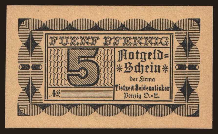 Penzig/ Tietze & Seidensticker, 5 Pfennig, 191?