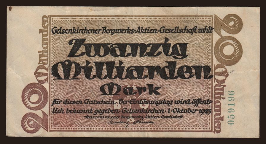 Gelsenkirchen/ Gelsenkirchener Bergwerks A.-G., 20.000.000.000 Mark, 1923