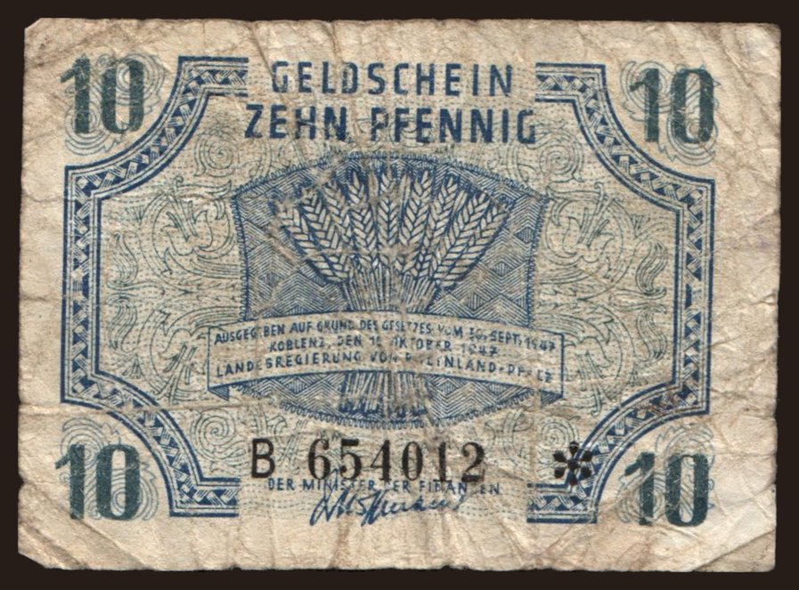 Rheinland-Pfalz, 10 Pfennig, 1947