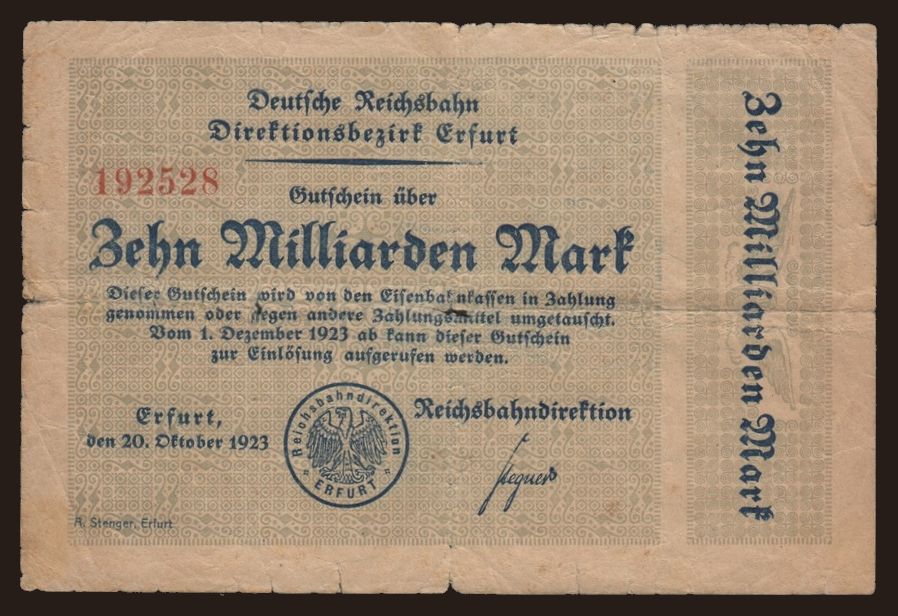 Erfurt, 10.000.000.000 Mark, 1923