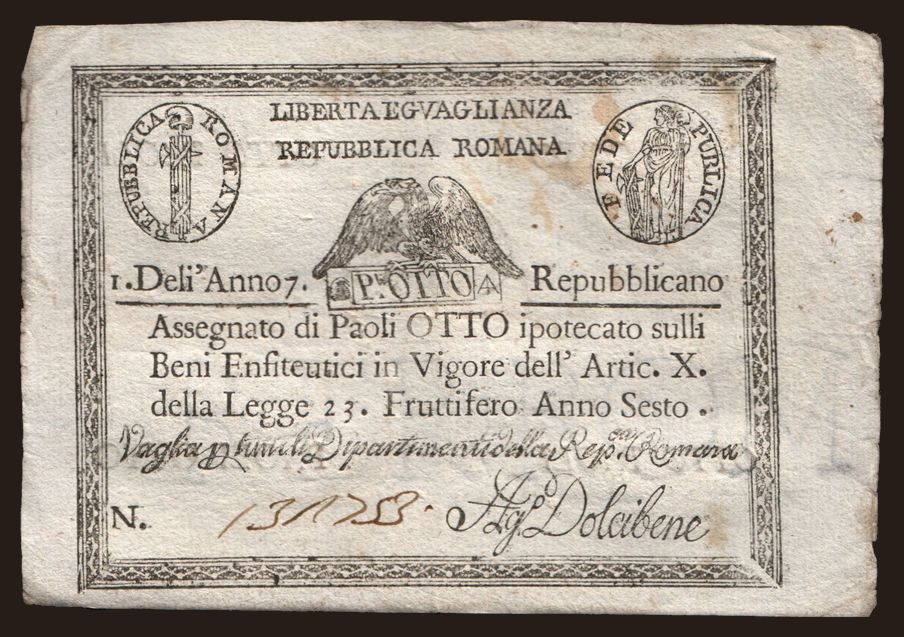 Repubblica Romana, 6 paoli, 1798