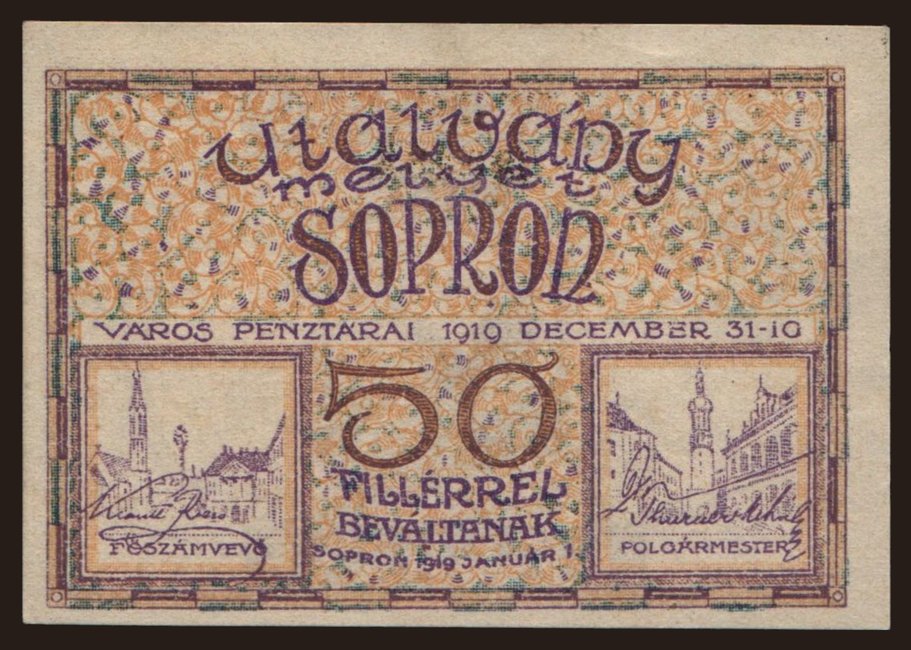 Sopron, 50 fillér, 1919