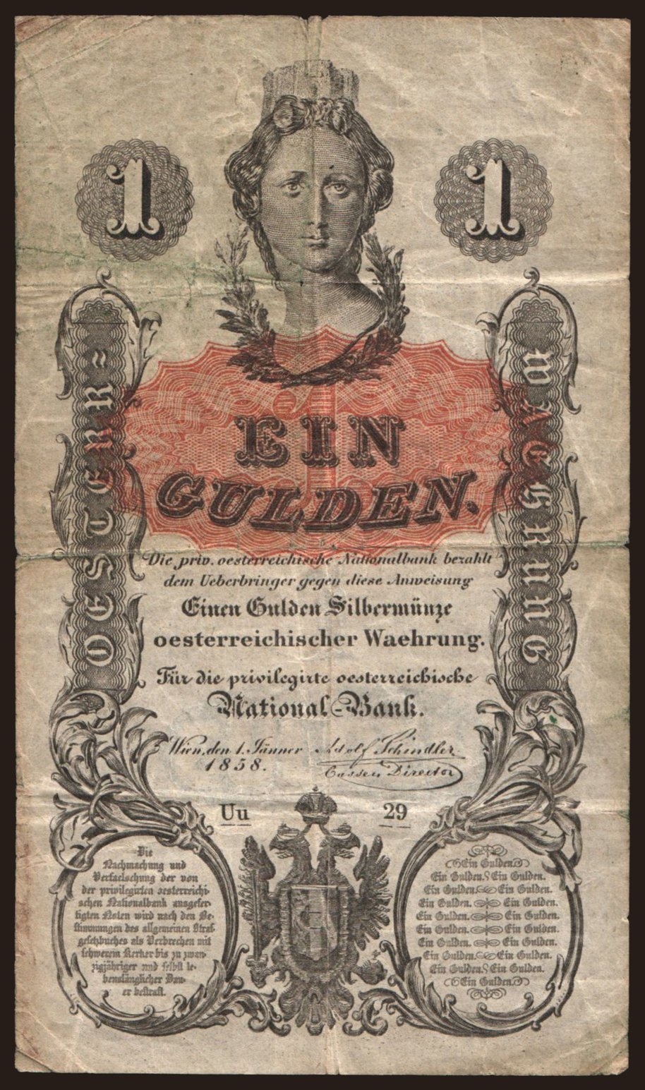 1 Gulden, 1858
