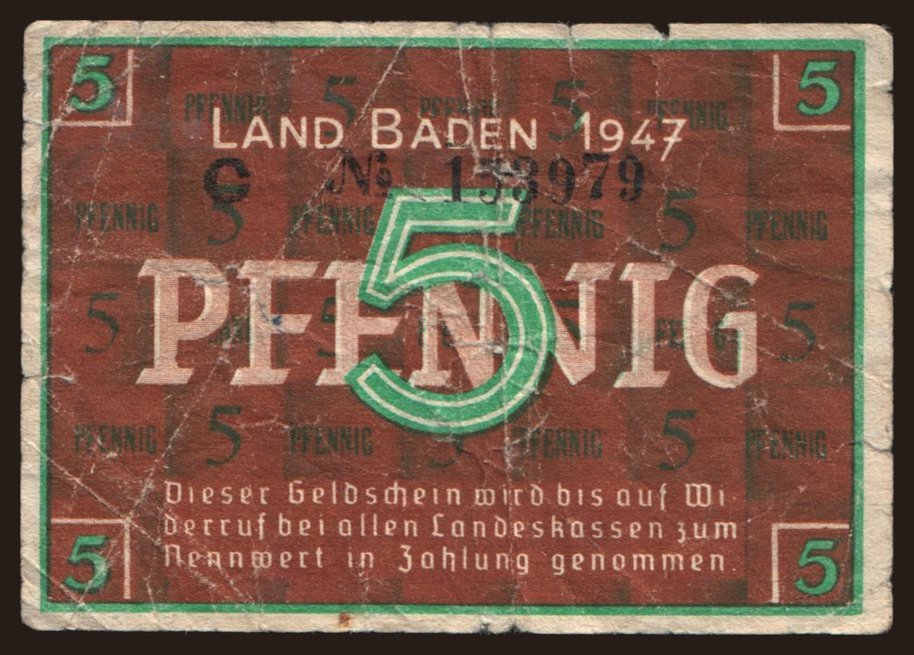 Baden, 5 Pfennig, 1947