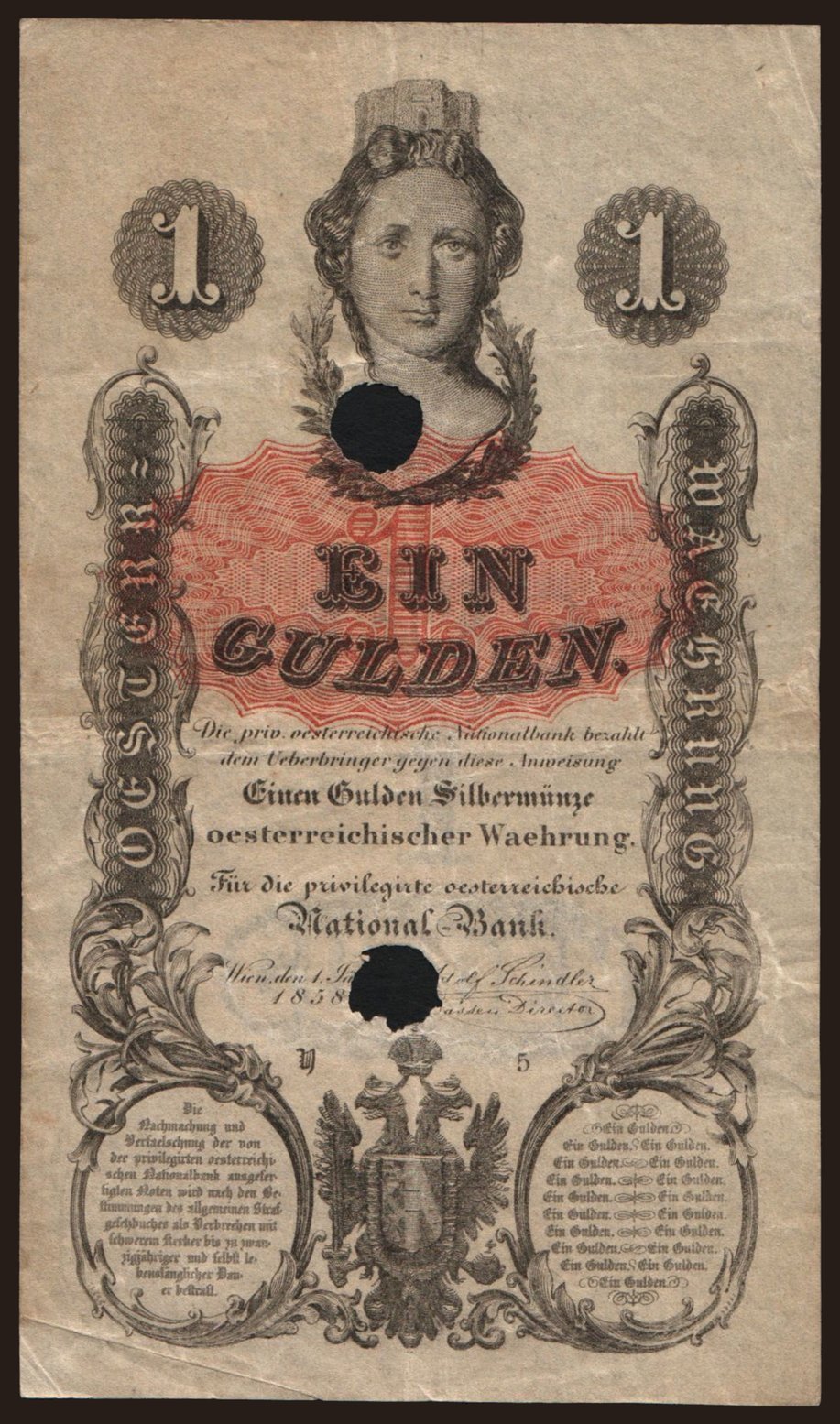 1 Gulden, 1858