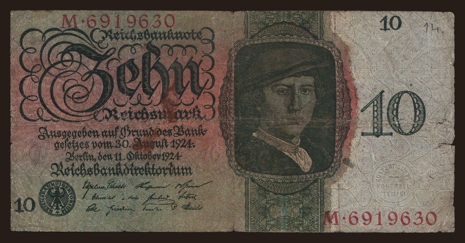 10 Reichsmark, 1924, G/M