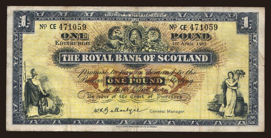 Royal Bank of Scotland, 1 pound, 1965