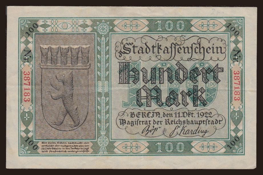 Berlin, 100 Mark, 1922