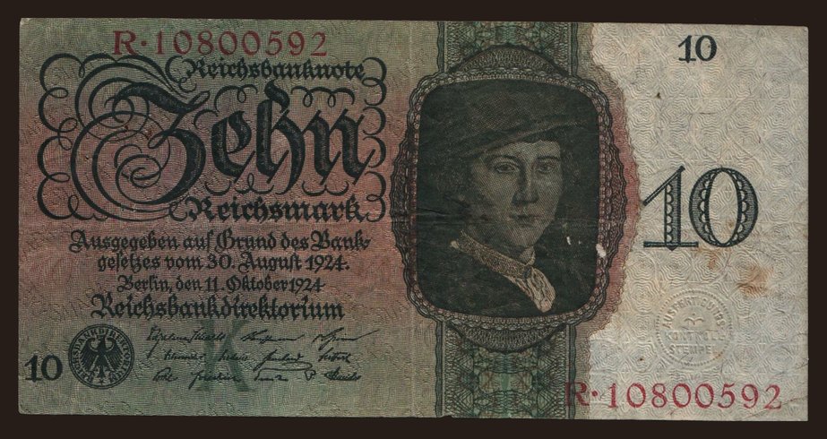 10 Reichsmark, 1924, K/R