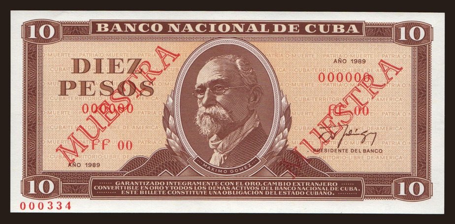 10 pesos, 1989, MUESTRA