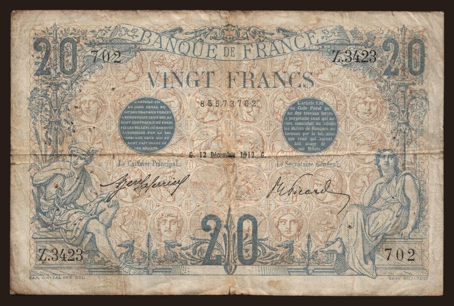 20 francs, 1912