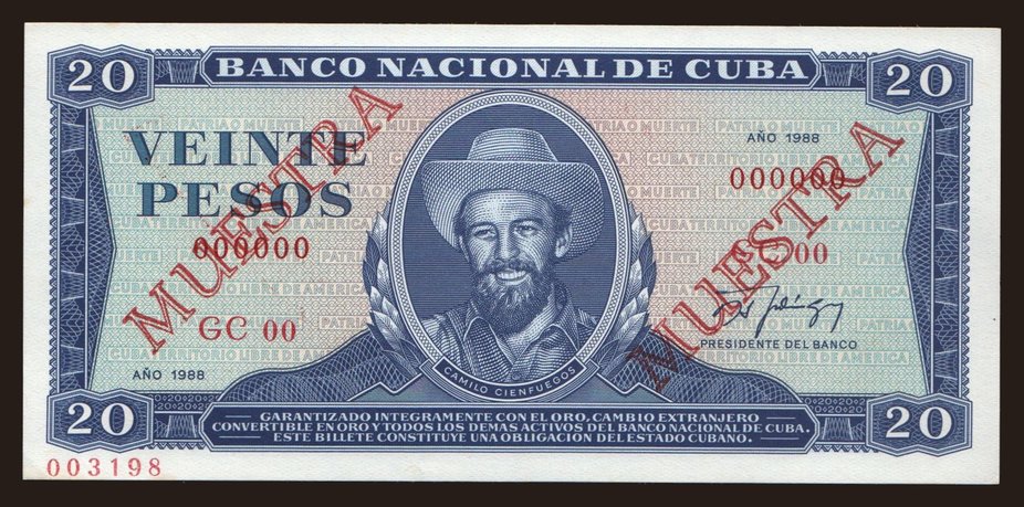 20 pesos, 1988, MUESTRA