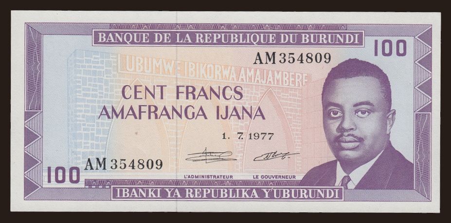 100 francs, 1977